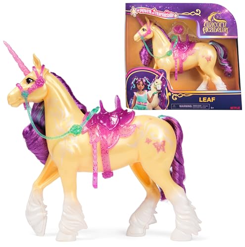 Unicorn Academy, Power of Friendship Leaf with Translucent Saddle & Bridle, 11”, Dolls & Unicorn Toys for Girls Ages 4 and up