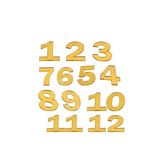 Rêvées Clive 1-Inch Gold Acrylic Clock Numbers (1–12) – English Numerals for Resin Art, DIY Clock Making, Home Decor & Custom Timepieces