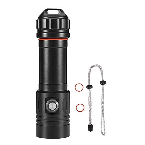Riuty Lampe Torche de plongée LED avec Reflets sous l'eau 100 m Aluminium Extérieur 1200 LM LED Plongée Super Lumineuse Étanche SOS Lampe de Poche électrique (sans Pile)