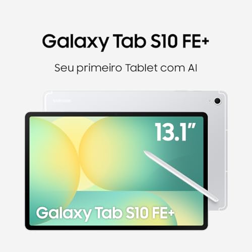 Image of Samsung Galaxy Tab S10 FE+ Plus w /S-Pen | 128GB, 8GB RAM, Wi-Fi Only | 13.1 inch LCD, WiFi 6E Android 15 Tablet, 4K Camera | International Model X620 | 25W Fast Charger Bundle (Silver)