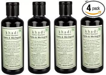 Khadi Herbal Pure & Natural Amla Bhrinraj shampoo l For Control Hair Losse (Pack Of 4) (840Ml)