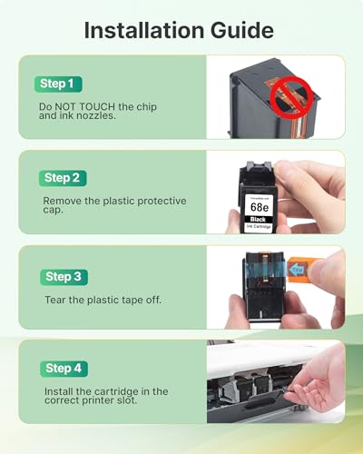 Image of 68XL Ink Cartridges Replacement for HP Ink 68 68XL Black Color Combo Pack