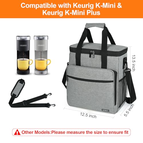 Image of LEFOR.Z Travel Coffee Maker Carrying Bag Compatible with Keurig K-Mini or K-Mini Plus, Single Serve Coffee Maker Portable Storage Bag with Shoulder Strap,Grey(Bag Only)