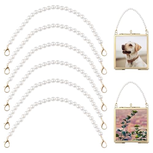 Image of Pearl Picture Hanging Chain, 6Pcs Plastic Photo Frame Hanger Decorative Pearl Chain for Hanging Picture, Purse , Handbag