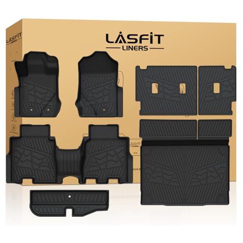 LASFIT Floor Mats & Cargo Liner Set for Ford Bronco 4-Door 2021-2026 Full Covrage Floor Liners + Cargo Mat + Backrest Mats + Underfloor Storage Mat Heavy Duty All Weather TPE Interior Protection