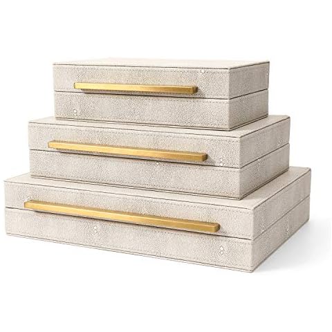 RUNYAO Kingflux Faux Ivory Decorative Storage Boxes Cover