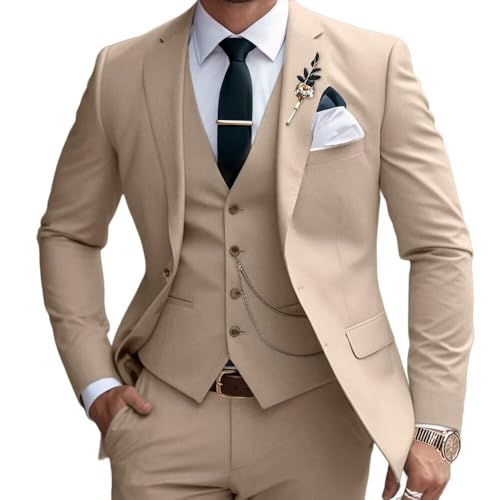 Mens Suits Slim Fit 3 Piece Business Wedding Tuxedo Jacket Vest Pants Suit Set