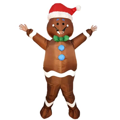 LUVSHINE Santa Costume Adult Funny Inflatable Christmas Costume for Chrismast Party (Gingerbread Man-Adult)
