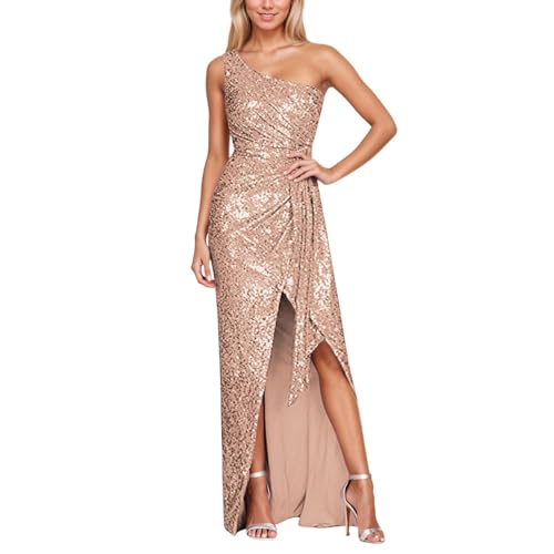 Robe de soirée longue à paillettes et fente élégante pour cocktail