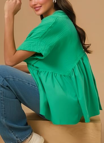 Women's Tops Short Sleeve V Neck Flowy Cute Summer Tops Oversized Tshirts Trendy Clothes2