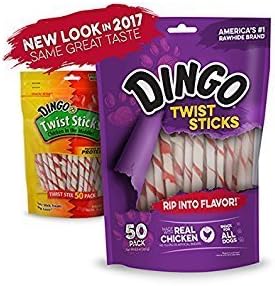 Dingo Twist Treat Sticks - Chicken-Filled Rawhide Chews