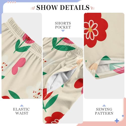 J JOYSAY Floral Blossom Beige Pajamas Pants Soft Long Pajama Bottoms Lounge Sleep Pants Size S-XL4