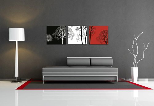 Visario Stampa Su Tela Alberi 120x80 Cm - Quadro Murale Con Telaio In Legno, Pronto Da Appendere (Made In Germany)