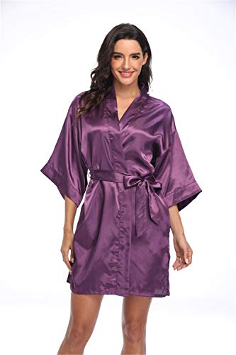 Image of Women's Pure Short Silky Robes Bridesmaid Bride Party Satin Robes Sleepwear