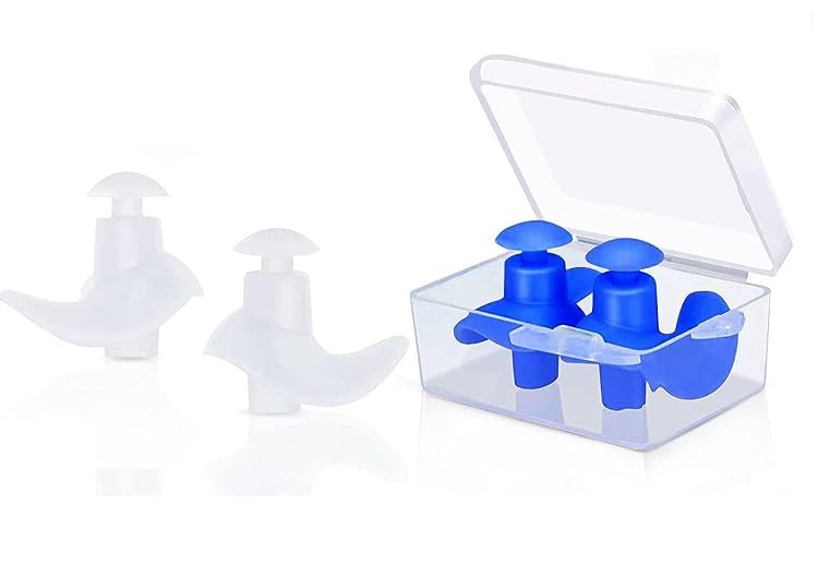 Silicone Earplugs for Swimming Bathing and Sleeping, Professional Noise Reduction Reusable Silicone Swim Earplugs for Adult Swimmers Children Diving (2 Pair) (White Blue) (B0D6KR5RSP) Amazon Price History, Amazon Price Tracker