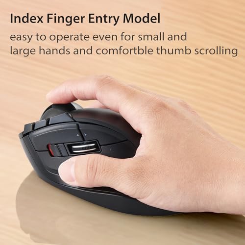 ELECOM DEFT Trackball Mouse, 2.4GHz Wireless, Finger Control, 8-Button Function with Smooth Tracking, Ergonomic Design, Optical Gaming Sensor, Windows11, macOS (M-DT2DRBK)