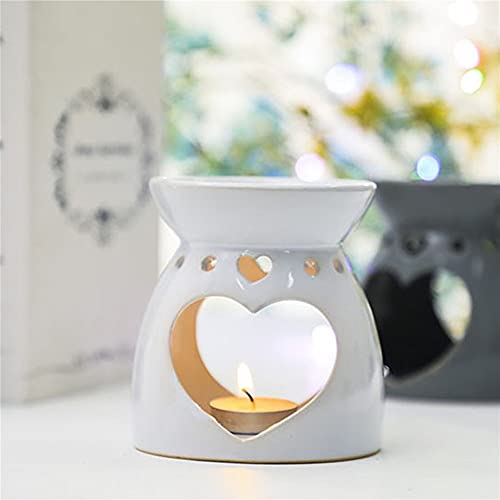 Candlestick Ceramic Tealight Candle Holder Aromatherapy Wax Candle Tart Burner Warmer Diffuser Aroma Candle Warmers Porcelain Decoration (Color : Gray) #TOP4