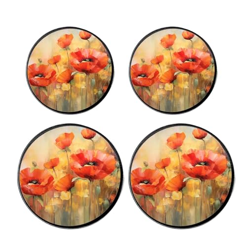 Horse with Long Mane in Lupine Flowers At Sunset Cute Set of 4 Stove Burner Covers - Premium Round Electric Stove Range Protectors,8 IN & 10 IN