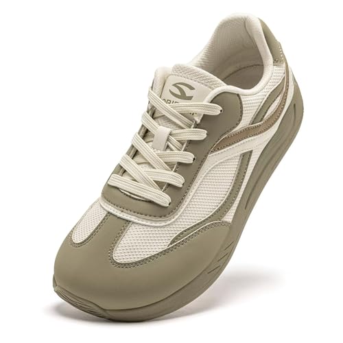 HOBIBEAR Barfußschuhe für Damen und Herren, kein Tropfen, breite Zehenbox, minimalistische Sneaker, Beige Grün, 43 EU