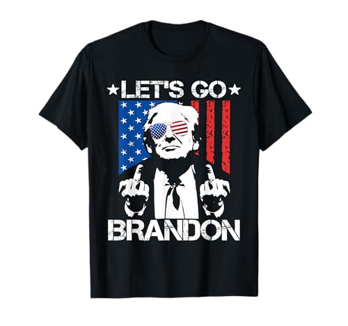 Lets Go Brandon Trump Middle Finger Flag T-Shirt