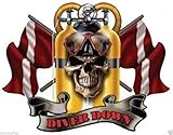MFX Design Diver Down Scuba Dive Skull Sticker Decal Bumper Sticker Decal Helmet Sticker Decal Vinyl - Made in USA 3 in. x 3.5 in.