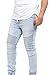 VICTORIOUS Men's Fashion Slim Fit Biker Denim Joggers Jeans JG873 - Light Indigo - 2X-Large - BB8H