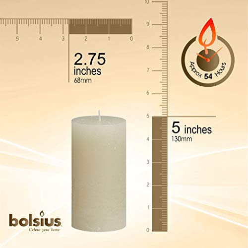 Bolsius Rustic Set of 6 Pillar Candles 2.75X 5 Inch Ivory - Romantic Unscented Dripless Dinner Decoration Table Candles Modern Look Great for Wedding, Home Décor, Bath, Gifts, (130x68mm) - Thumbnail 2