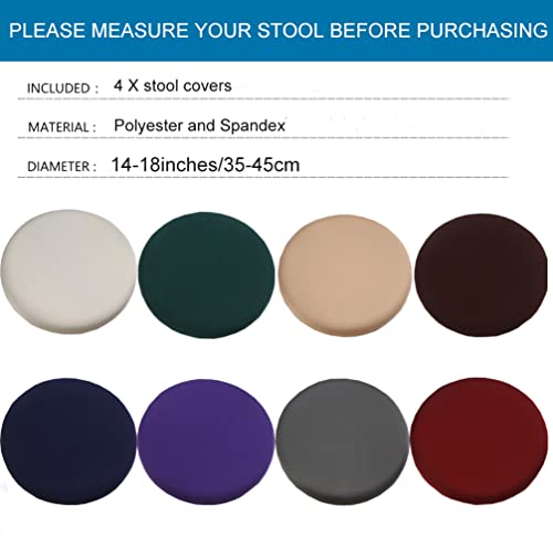 Anwuchen Stool Covers Round,4 Pieces Stretch Round Bar Stool Covers Soft Bar Stool Seat Covers Washable Stool Cushion Covers Elastic Bar Chair Covers For 13-18 Inch Wooden Metal Round Chair(Coffee) #TOP6