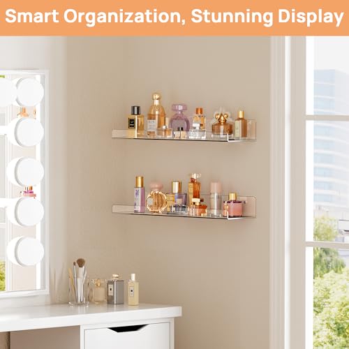 Image of upsimples 2 Pcs 15 inch Acrylic Shelves for Wall Display and Storage, Clear