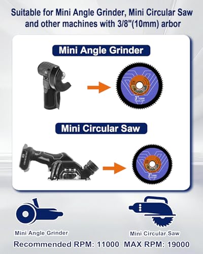 Image of 3-Inch HSS Circular Saw Blade Set - 4-Piece Cutting Discs for Soft Metal Copper Aluminium Wood Plastic - Compatible with Angle Grinders and Circular Saws with a 3 /8 inch (10mm) Arbor