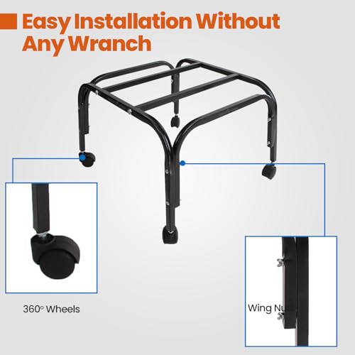 Image of Shop4Ever Heavy Duty Metal Cooler Stand with 360 Rotating Wheels | Up to 120 KG Load Capacity | Rust-Resistant Base | Suitable for Room & Desert Coolers (Black) (Black)