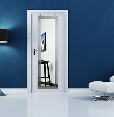 BrandtWorks BM1THINH Modern Over The Door Full Length Dressing Mirror, Silver