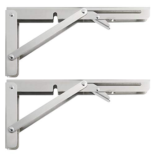 Alise 10-Inch Stainless Steel Folding Shelf Bracket Heavy Duty Brackets Support Wall Hanging,Brushed Nickel 2 Pcs #TOP23