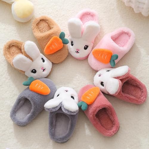 Boys Girls Plush Bunny Slippers Cute Cartoon Non-Slip Fleece Slippers Fall Winter Warm Soft Cozy Indoor Sandals3