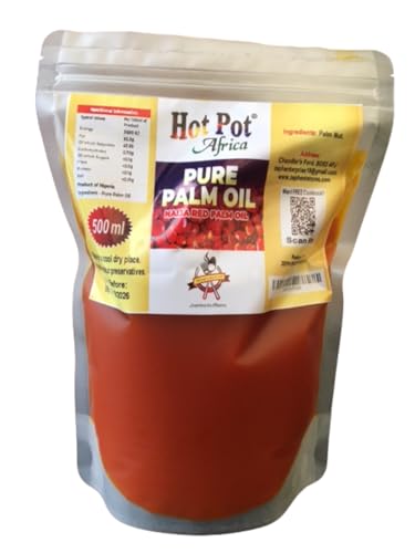 Hot Pot Africa Red Palm Oil for cooking, (500ml) Pure Red Palm Oil from Nigeria, for Cooking Stew, Soups and Sauce (500 Ml)