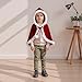 Kavousa Toddler Girls Boys Christmas Costume Cape Deluxe Velvet Santa Cloak Hooded Poncho with Fur Trim for Cosplay Events (Red, 3-4T)