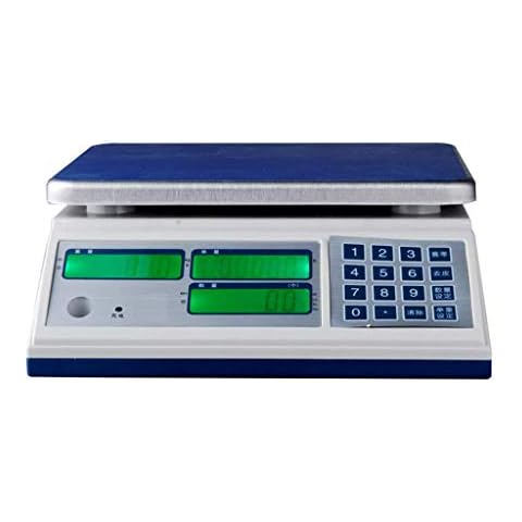 ZNND Electronic Scale HD Blue Screen Backlight Counting Weight Supermarket Stainless Steel Mixing With Large LCD Display 7 Unit 0.01oz/1g (30KG) (Size : 30kg/1g) Cover