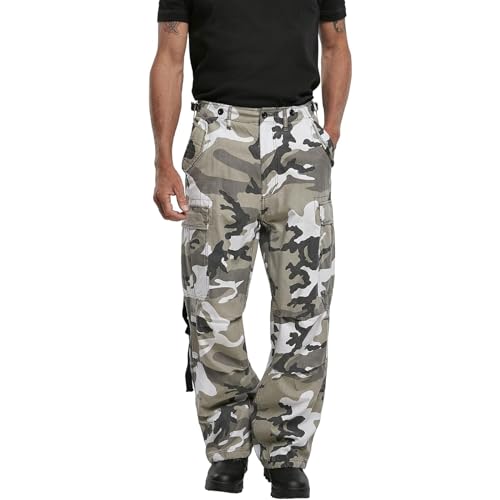 Individual WEAR Men's M65 Cotton Loose-Fit Vintage Washed Look Multi Pocket Casual Cargo Pants with Drawstring Legs