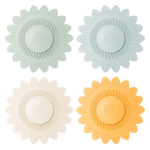 Tomedeks 4 Piezas Tapon Bañera Universal, Tapones Lavabo Universal De Silicona con Filtro Anti Residuos Y Antiolores, Tapón De Drenaje, Tapon Ducha, Tapon Lavabo,Filtro Desague Ducha(4Colors)