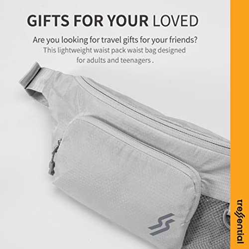 Image of Tressential Waist Bag for Men Women | Premium Fabric, Foldable Design | Cross Body Fanny Pack for Hiking, Travel, Camping, Outdoor Sports, Cycling | Money Belt with Adjustable Strap (Grey)