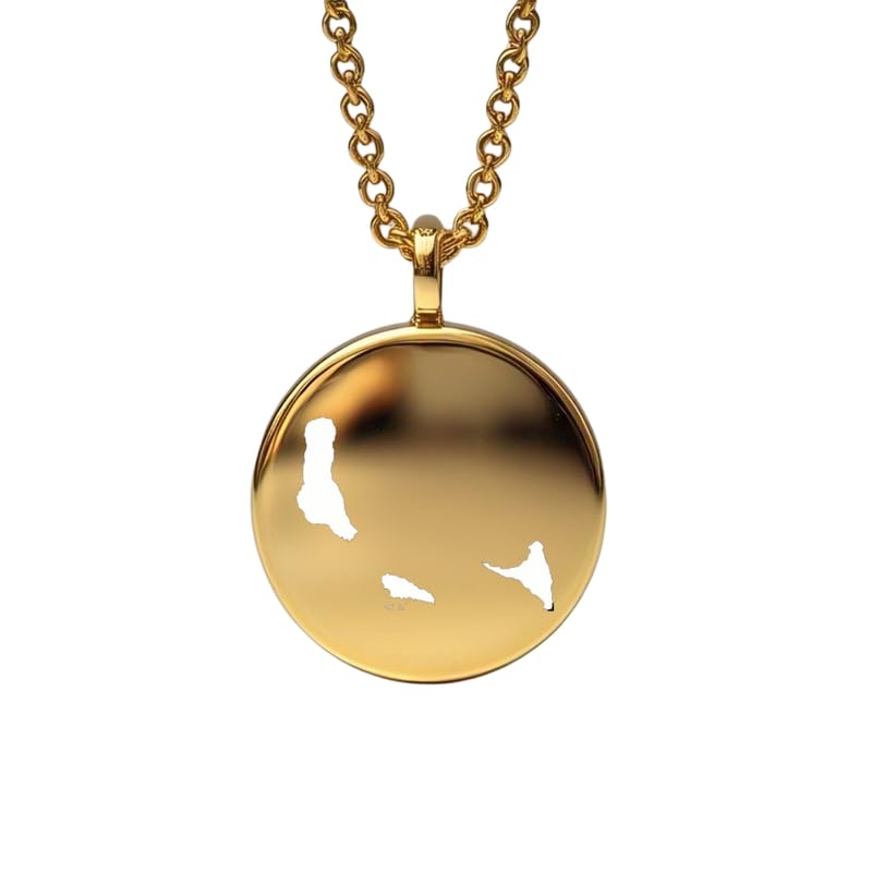 Pendentif carte des Comores en argent sterling et placage or 14K durable