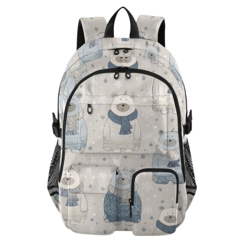Mochilas para laptop de invierno con estampado de osos lindos y refuerzo de 44.5 cm