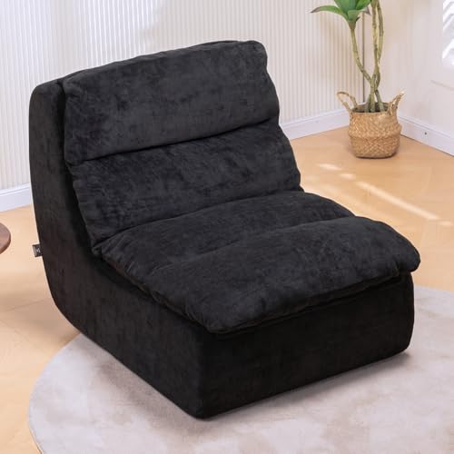 COMHOMA Sofa Couch für Wohnzimmer Futon mit tiefer Sitzfläche Einzelsofa Schaumstoffliege, Keine Montage für Schlafzimmer Apartment, Cordstoff, Schwarz