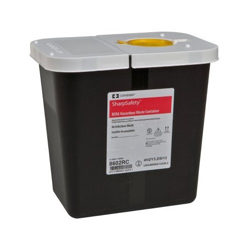 SharpSafety RCRA Hazardous Waste Container Hinged Lid with Snap Cap, Black, 2 Gallon (20 Per Case) - BMC-MON 86022800