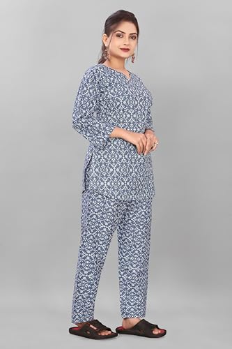 Image of Women's Pure Cotton Top and Pyjama Set