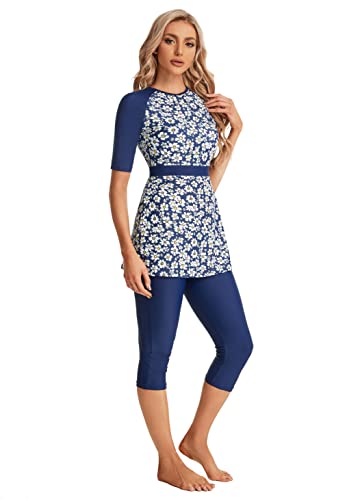 ShuoBeiter Moderate Swimsuit Sunscreen Surfwear Short Sleeve Swimsuit Women Girls Plus Size Swimwear Beachwear2