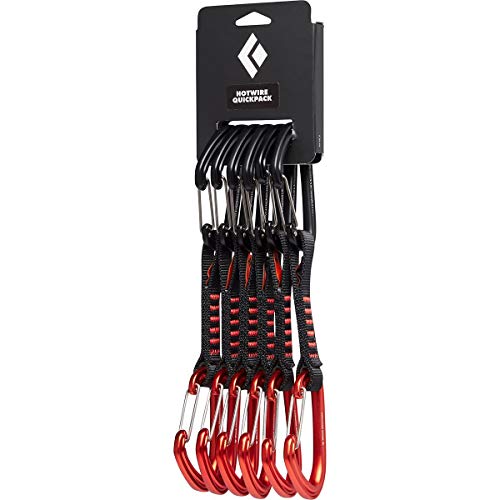 Black Diamond HotWire Quickpack 12cm | 6-Pack Wiregate Quickdraws | Durable Dogbones | Lightweight Draws for Sport & Trad Rock Climbing