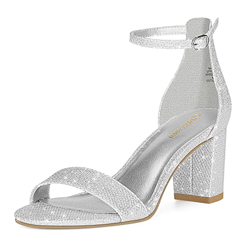 PIZZ ANNU Women's Open Toe Ankle Strap Low Block Chunky Heels Sandals Party Dress Pumps Shoes Strappy Buckle Sandals with 2.6