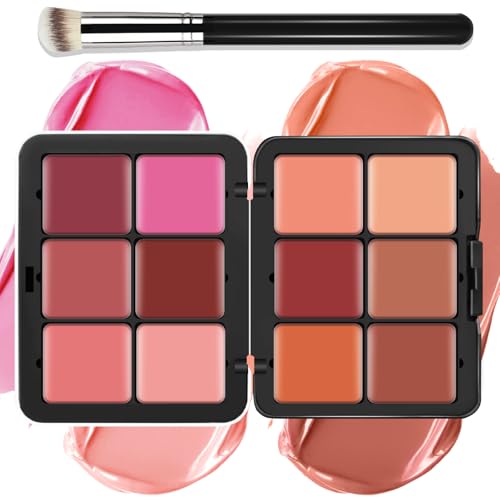 LSxia 12 Colors Cream [Blush] Makeup Palette for Cheeks - All in...