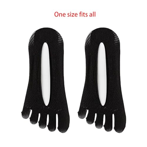 Qianly Five Toe Socks, Boat Socks, Breathable Ankle Toe Socks for Casual Ladies Girls, Black2